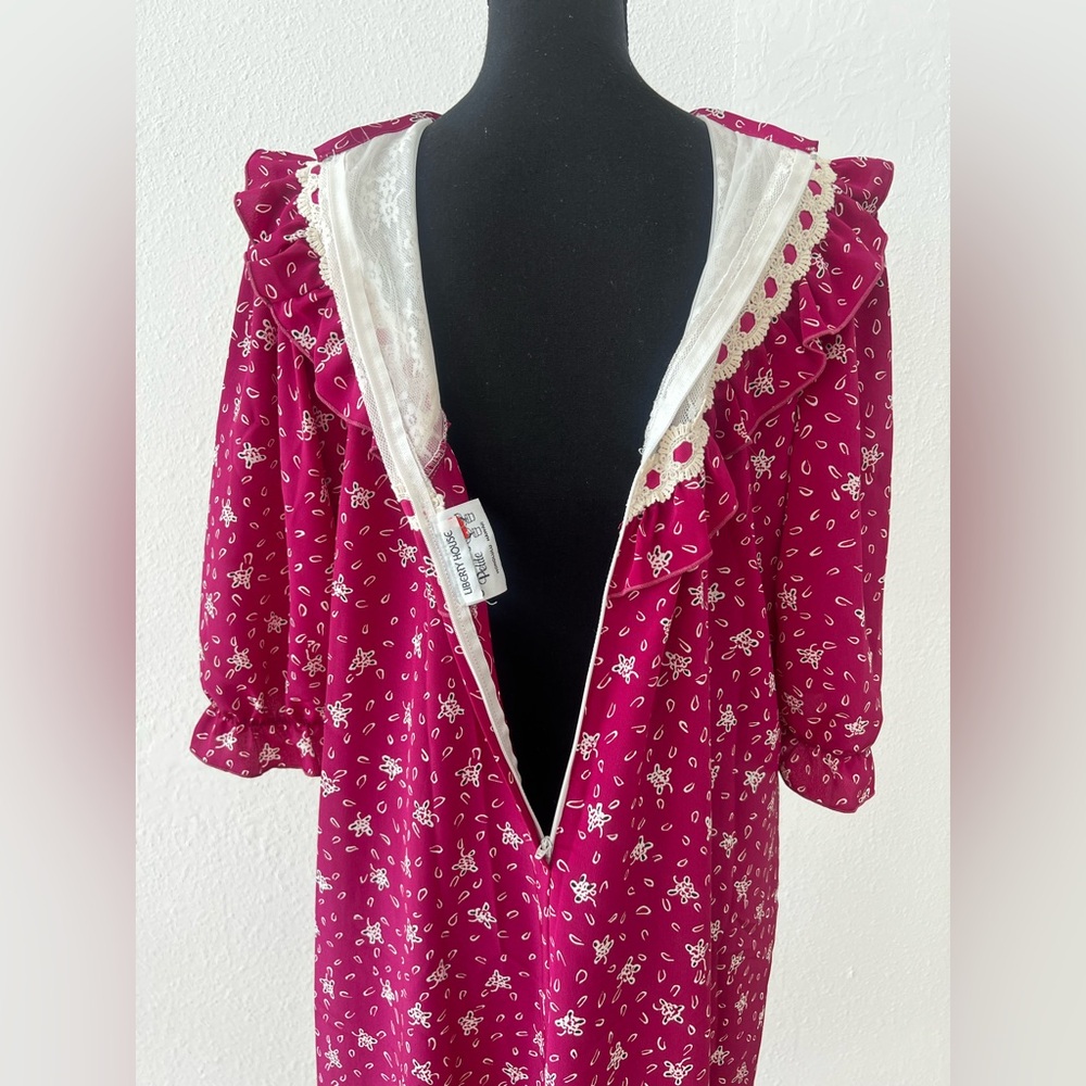Vintage 70s liberty house naturally petite lace front floral maxi Hawaiian dress - Picture 5 of 9